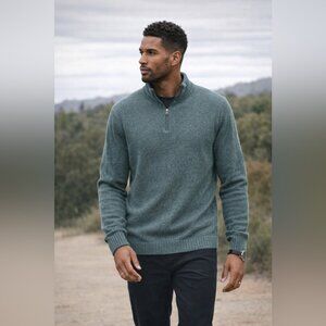 Woolrich Green Wool Quarter Zip Sweater XL Mens Outdoor Winter Knit Pullover